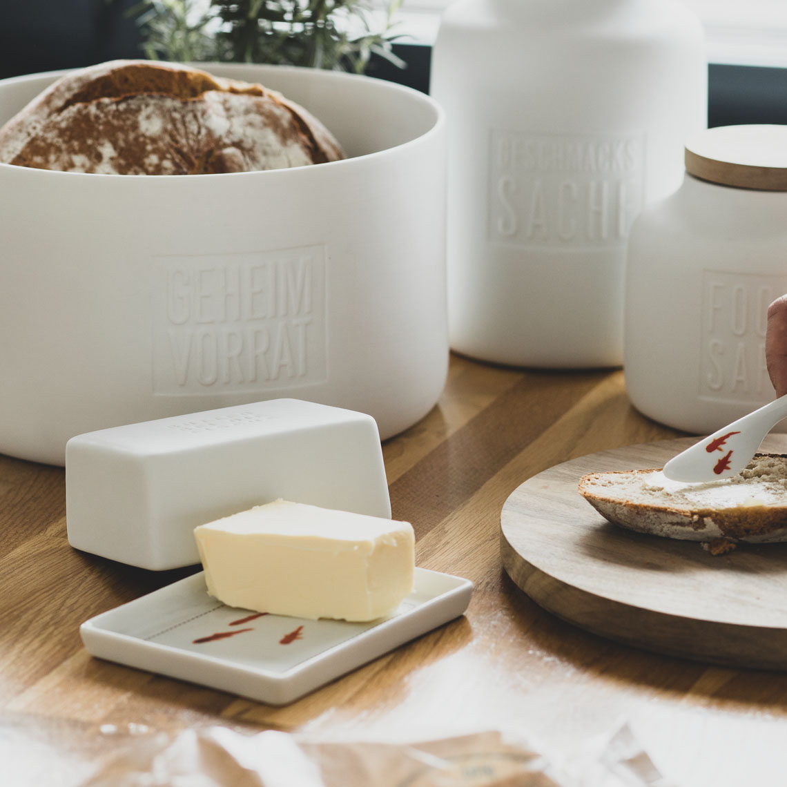 Butterdose groß "BUTTER BEI DIE FISCHE" von Räder