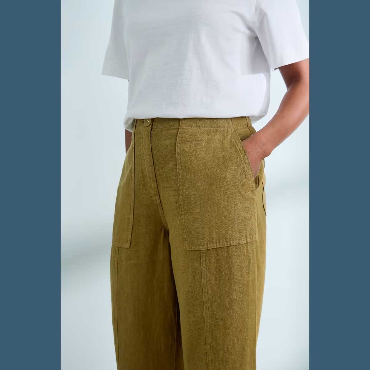 % SEASALT CORNWALL Poleacre Leinen Hose, kurz, Farbe Fern Moss %