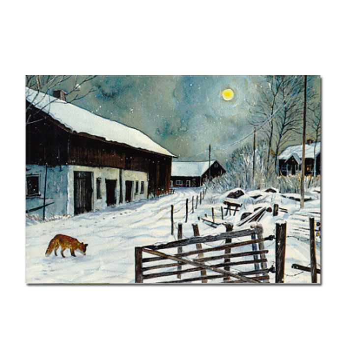 Postkarte " Fuchs im Dorf (Tomte Tummetott)   " Weihnachten, Winter