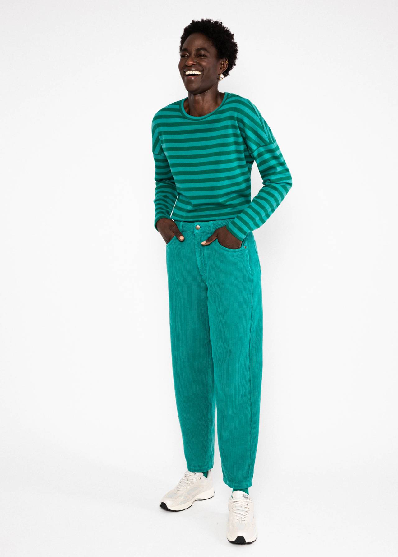 Blutsgeschwister Longsleeve Stereo Rainbow Crew emerald line stripes