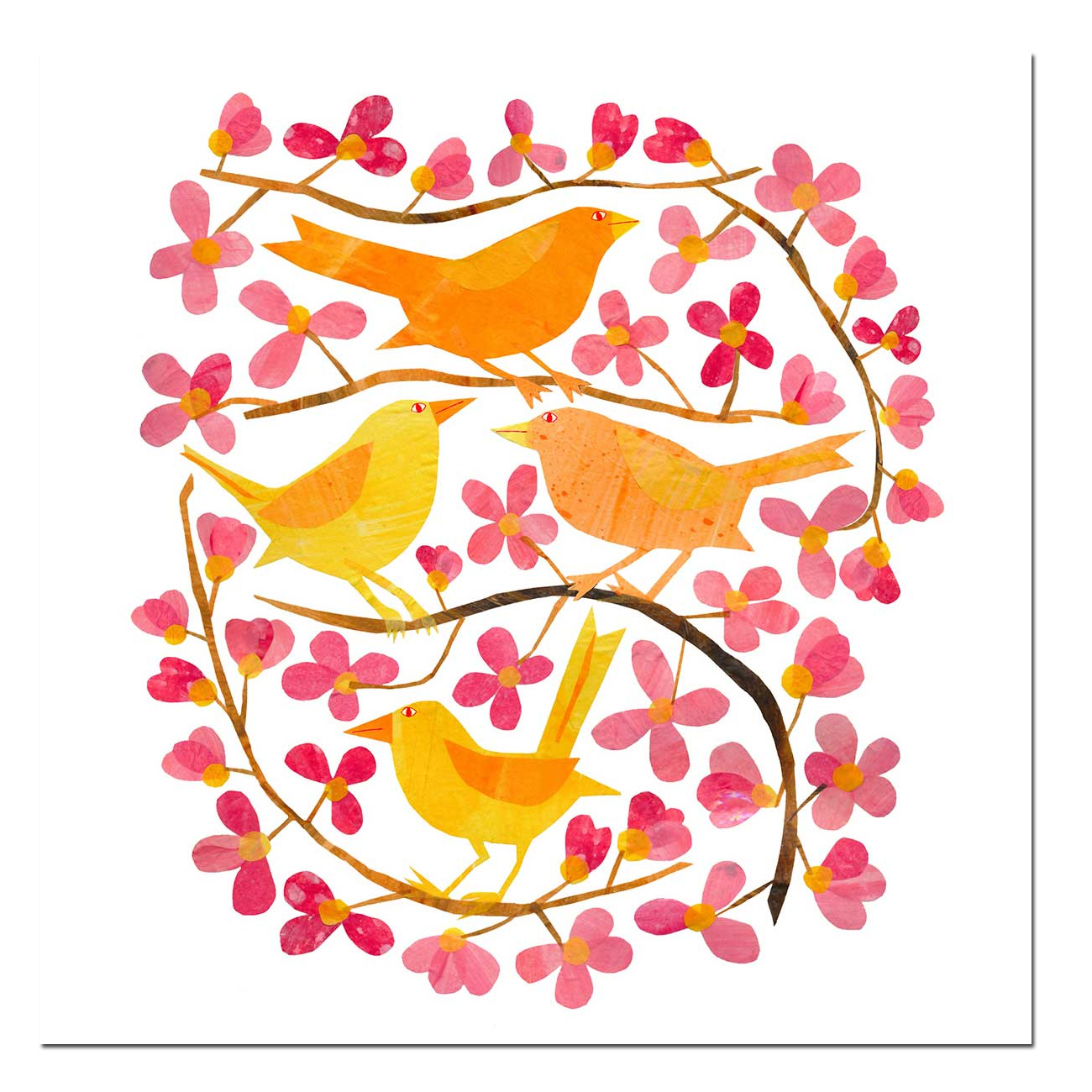 Papierservietten "Cherry Blossoms and Birds", 33 x 33 cm  von PPD  