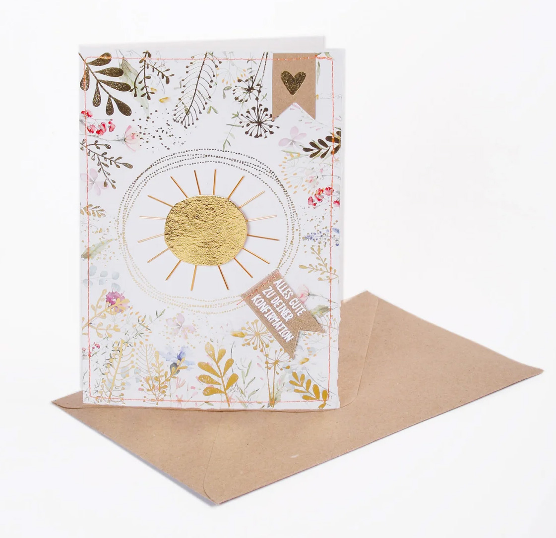 Good old friends Konfirmationsblumenkarte. Sonne.