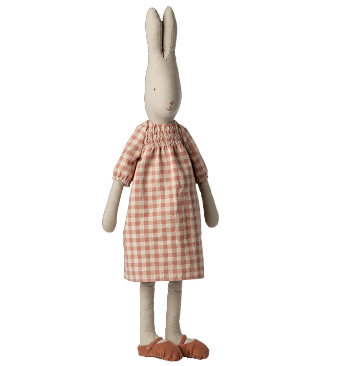 Maileg Hase Größe 5, Kaninchen im kariertem Kleid,  ca. 75 cm 