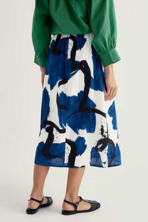 SEASALT CORNWALL Mevagissey Midi Skirt in Organic Cotton, Rock