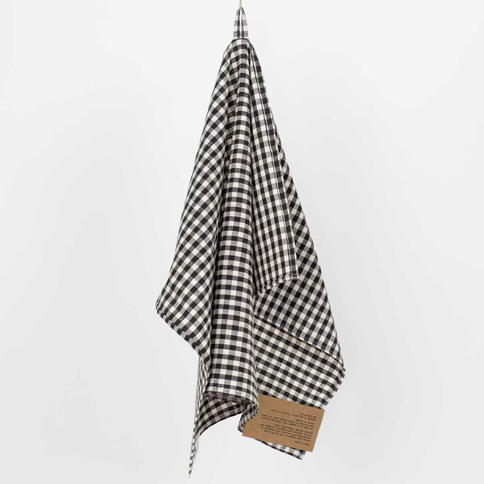 Geschirrtuch ECO GINGHAM MINI Towel, black/nature ca. 50 x 70 cm, HANDGEFERTIGT & FAIR TRADE