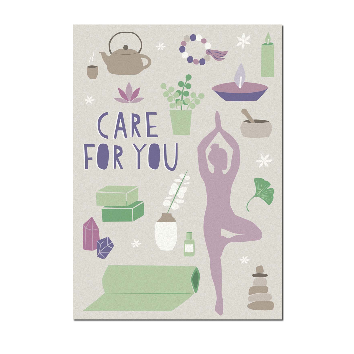 Postkarte  Care for you  von Designfräulein, Yoga