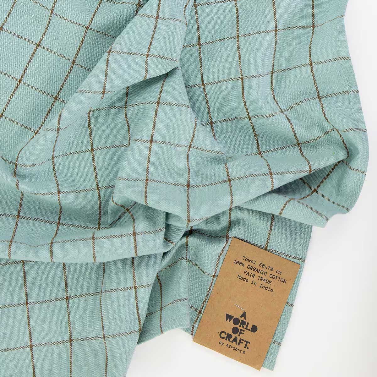Geschirrtuch ECO GRID Towel, turquoise/brown
