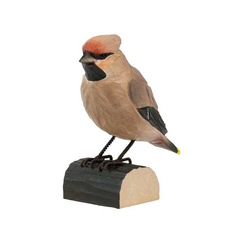 Vogel Seidenschwanz Lindenholz handgeschnitzt