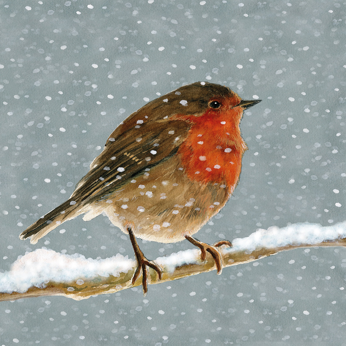 Papierservietten Weihnachten " Snow is falling " , 33 x 33 cm   von PPD, Robin, Rotkehlchen