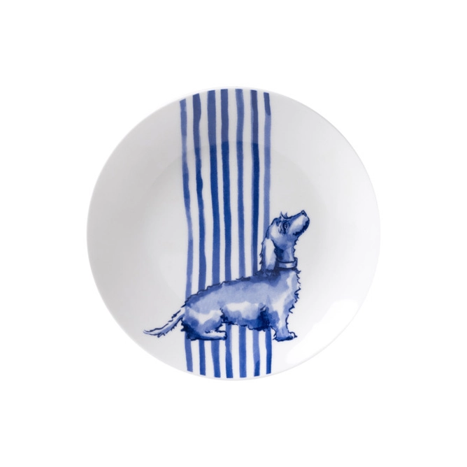 Teller Petit Four" Dackel"  D. ca 12 cm von Heinen Delfts Blauw, Holland, Niederlande  