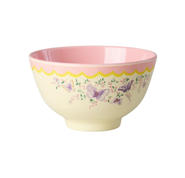 Rice Melamin Schale Crème - Spread Your Wings Print, Kleine Schüssel - Hellrosa , 300 ml