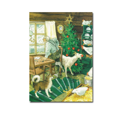 Postkarte Inge Löök "Weihnachten auf dem Bauernhof "  Löök Postkarte Weihnachten