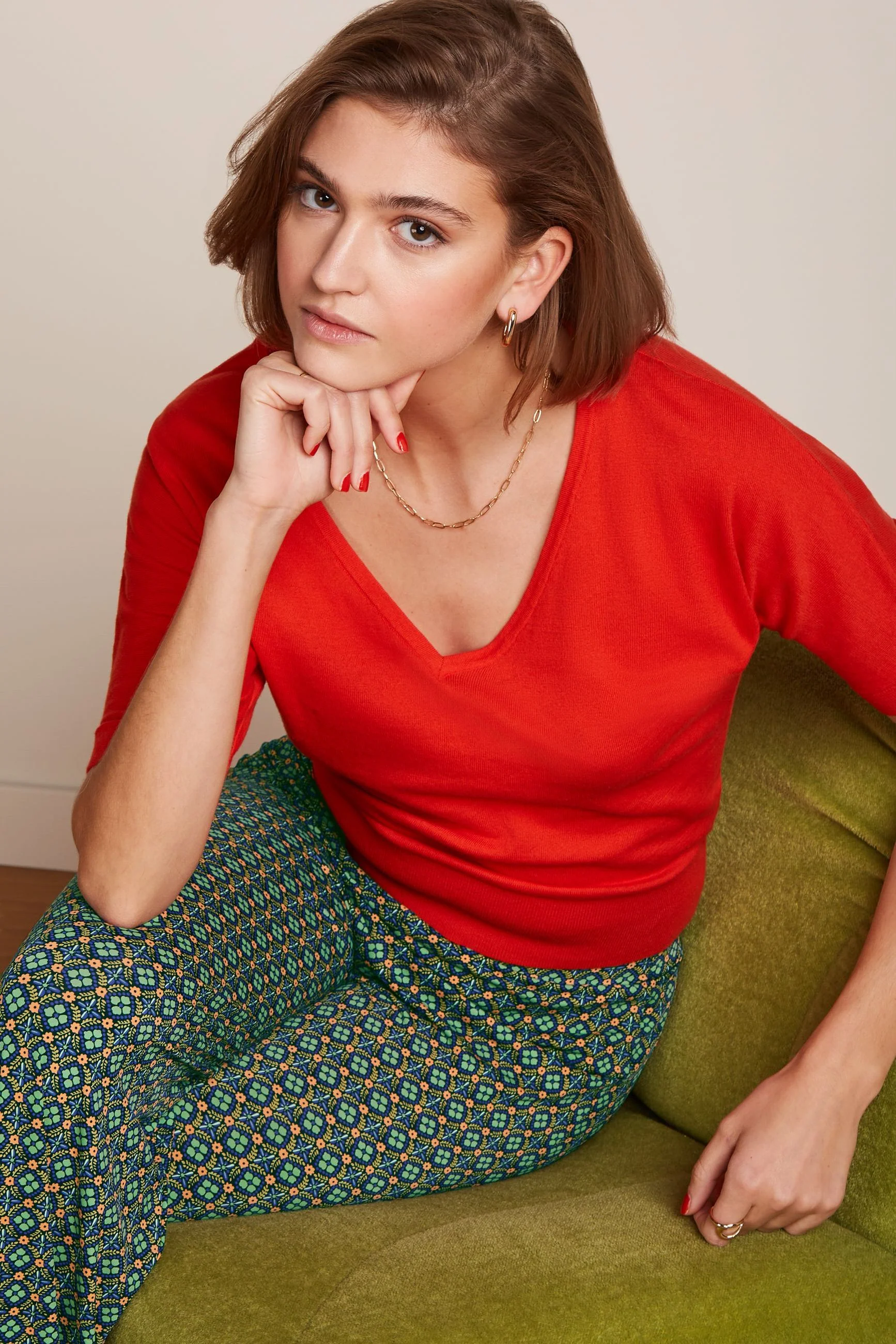 King Louie Valentina Top Club - Short Sleeve, Farbe: Spicy Orange