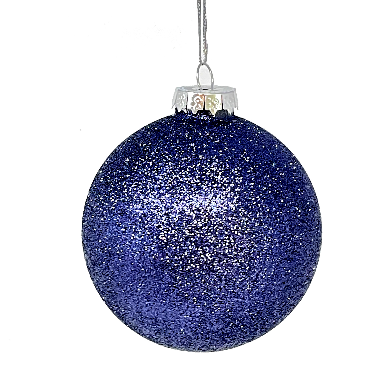 Weihnachtskugel dunkelblau Glitzer,  ca. 8 cm von Goodwill