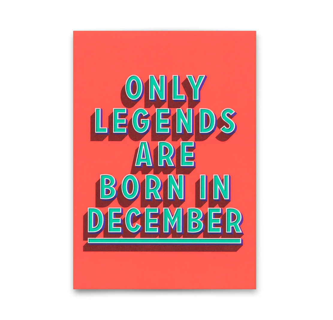 Postkarte "Legends Dezember" | Coole Karte mit Spruch zum Geburtstag von Deli Cards