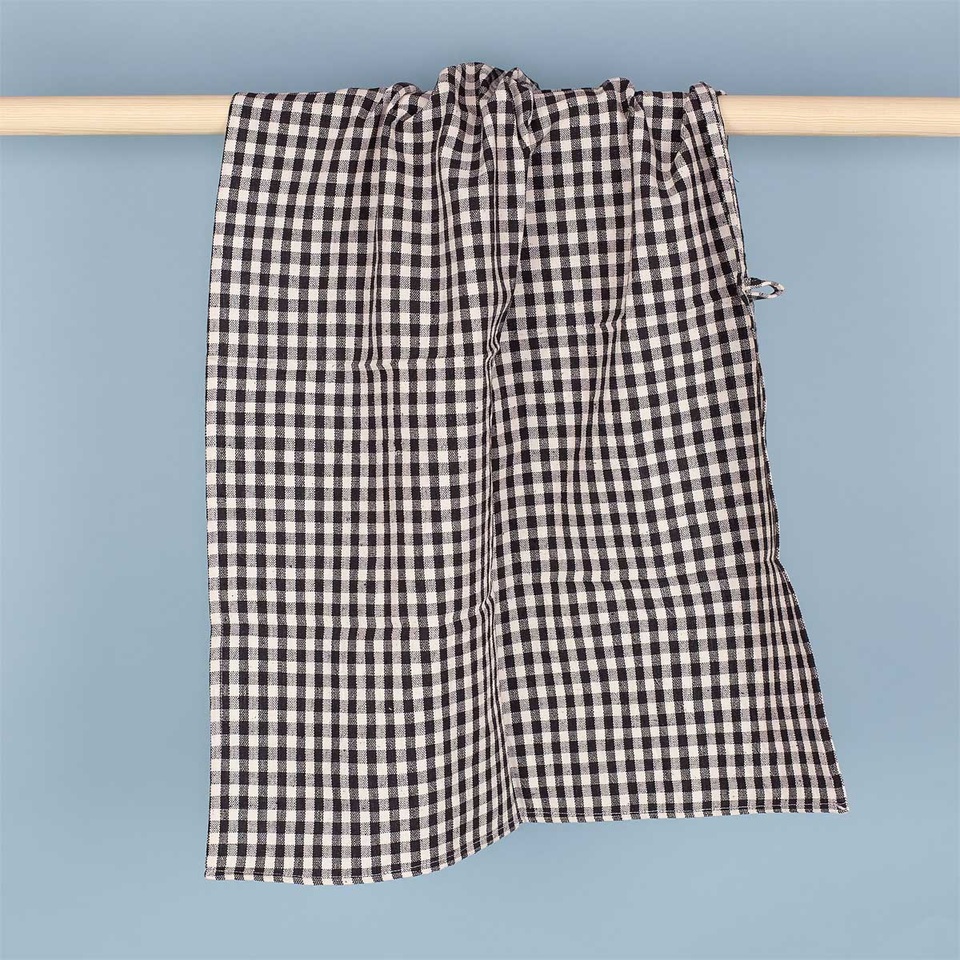 Geschirrtuch ECO GINGHAM MINI Towel, black/nature ca. 50 x 70 cm, HANDGEFERTIGT & FAIR TRADE