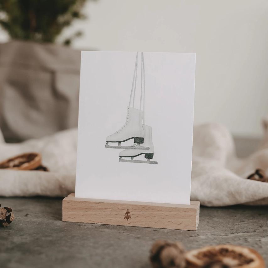 Eulenschnitt Postkarte  Schlittschuhe