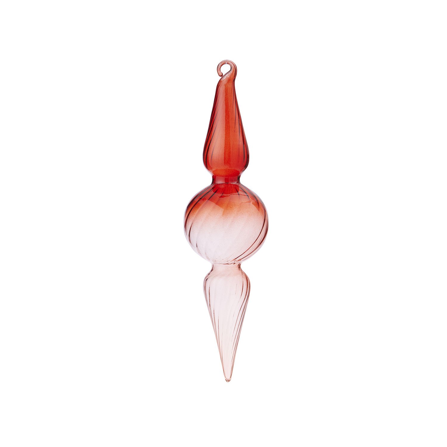 % Weihnachtsanhänger Glaszapfen Bonbon Ruby, ca. 15 cm , Glas, 	Glass Icicle Bonbon Ruby von Bungalow