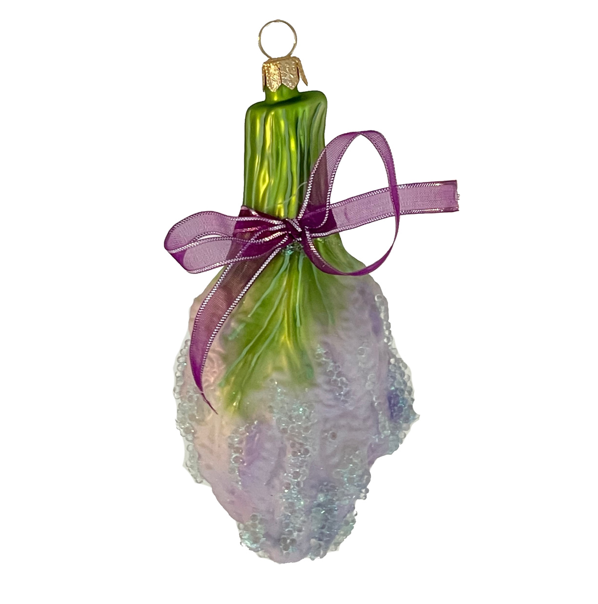 Christbaumkugel Lavendel, ca. 11,5 x 5,5 cm mit echter Schleife, Lavendelsträußchen wie in der Provence