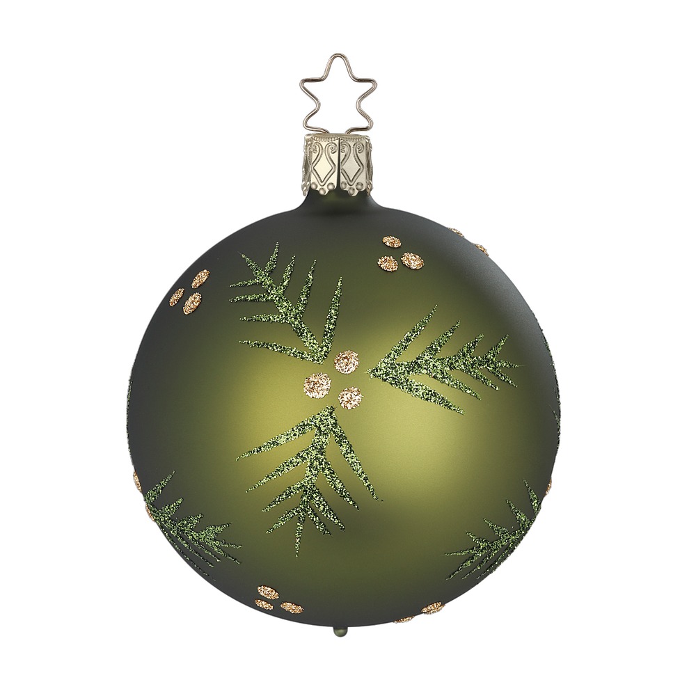 Inge Glas Christbaumkugel TANNENZAUBER, efeu matt, D.  8 cm , Sonniger Herbsttag 