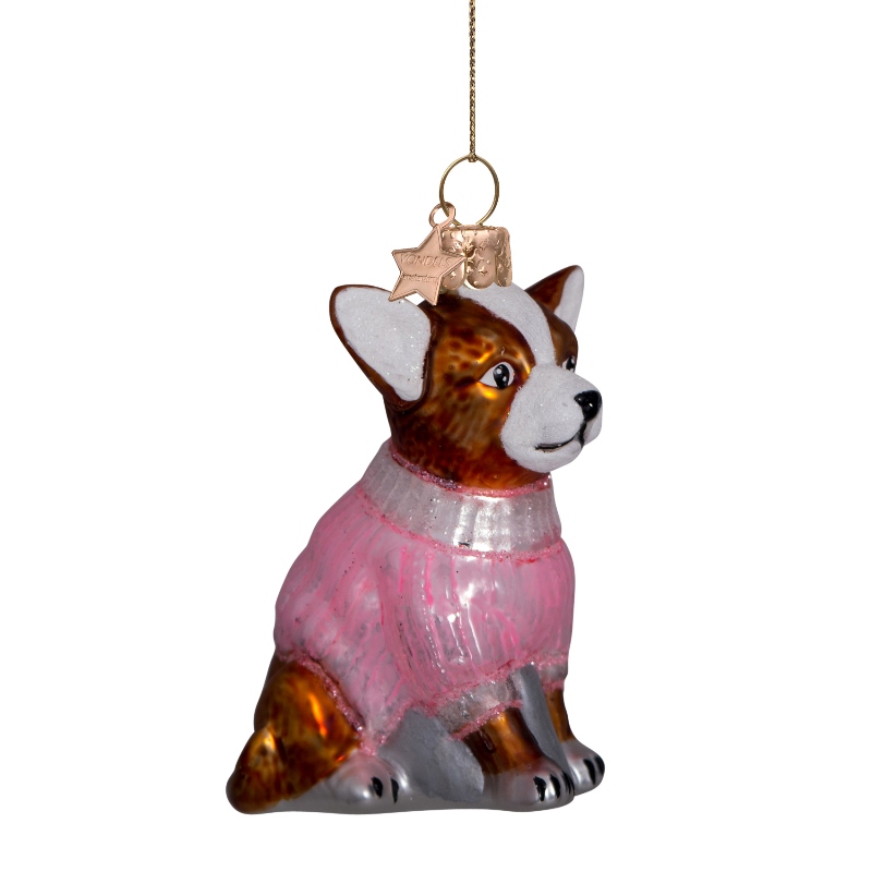 Weihnachtskugel Chihuahua mit rosa T-Shirt, Glas,  H. ca. 8 cm, Hund von Vondels