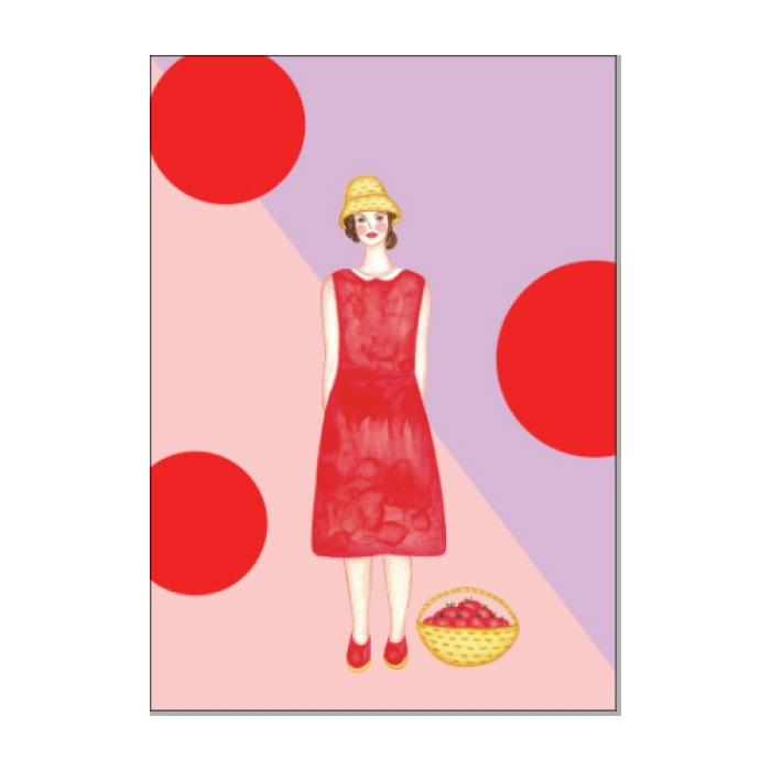 Postkarte Frau in Rot von ask a duck   