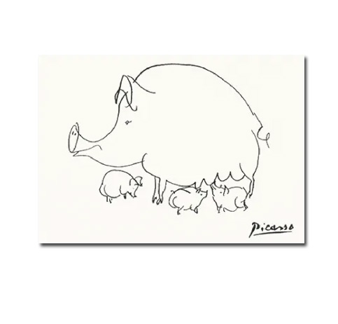Postkarte PABLO PICASSO " Das Schwein" 1952 Kunst