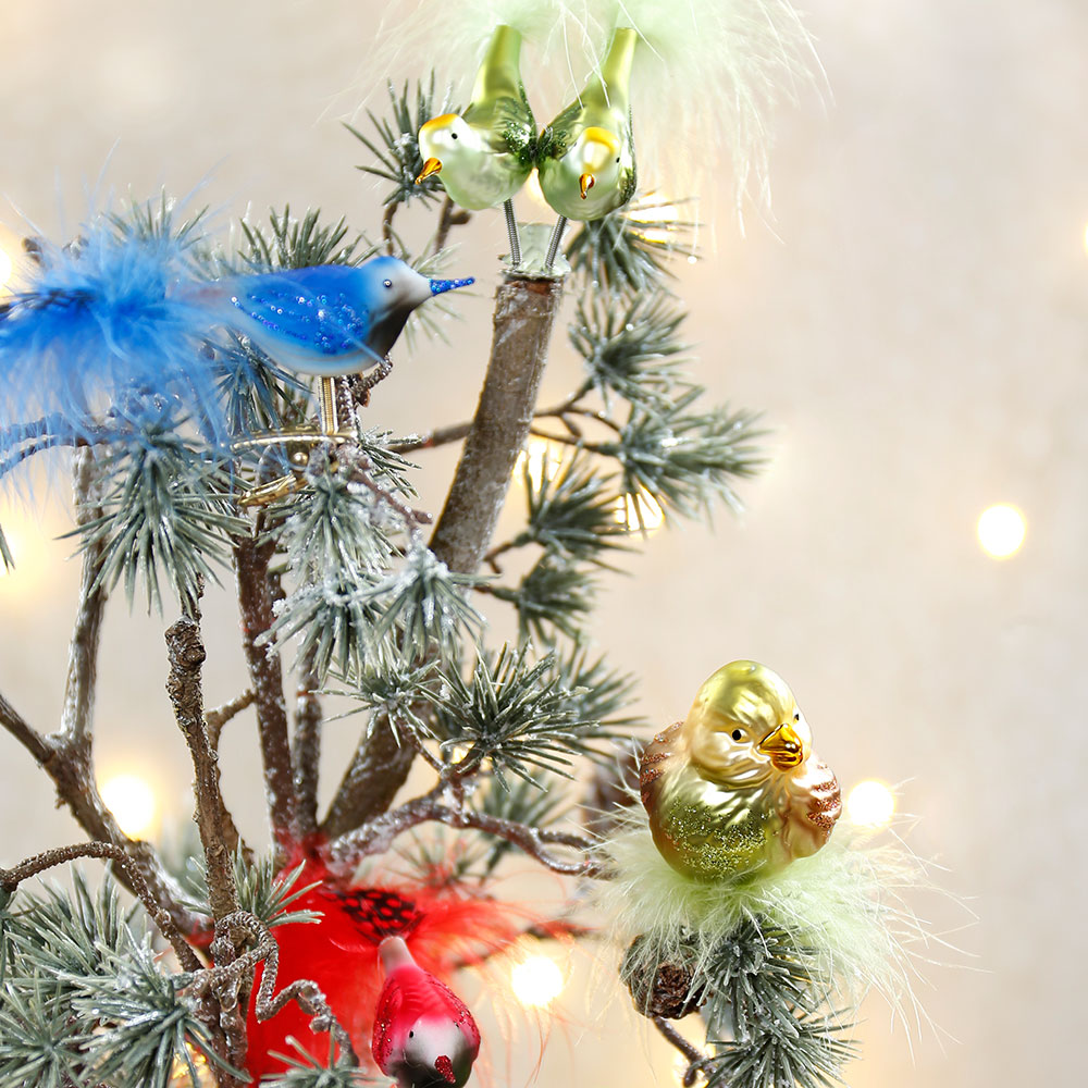 Inge Glas Weihnachtsvogel LOTTA, ca. 7 cm, Glas, Glückliche Weihnachtszeit