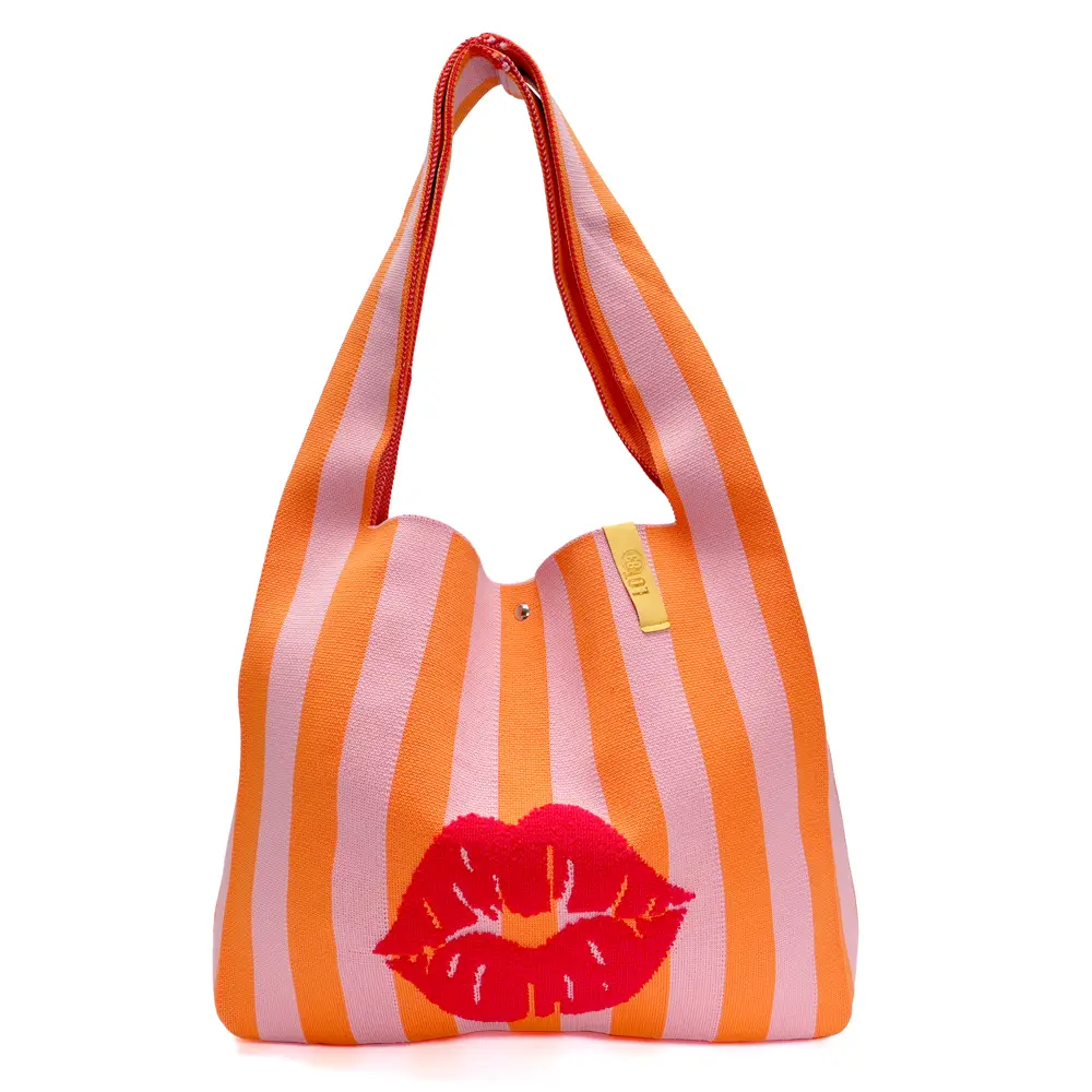 LOT83 Shopper Rebell Loïs 14, KISS, Streifen Orange, ca.  45 x 35 cm