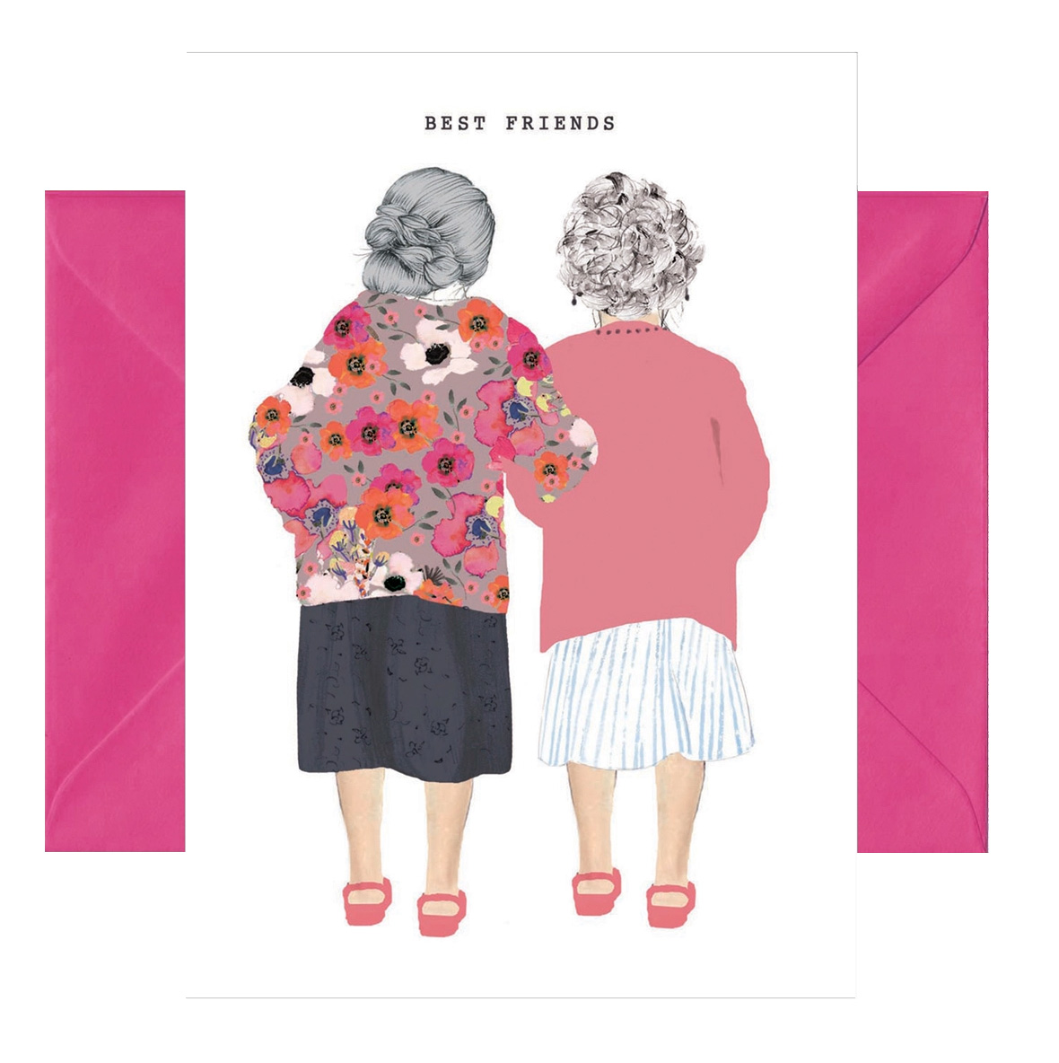 Doppelkarte mit Umschlag "Best Friends " Freundinnen