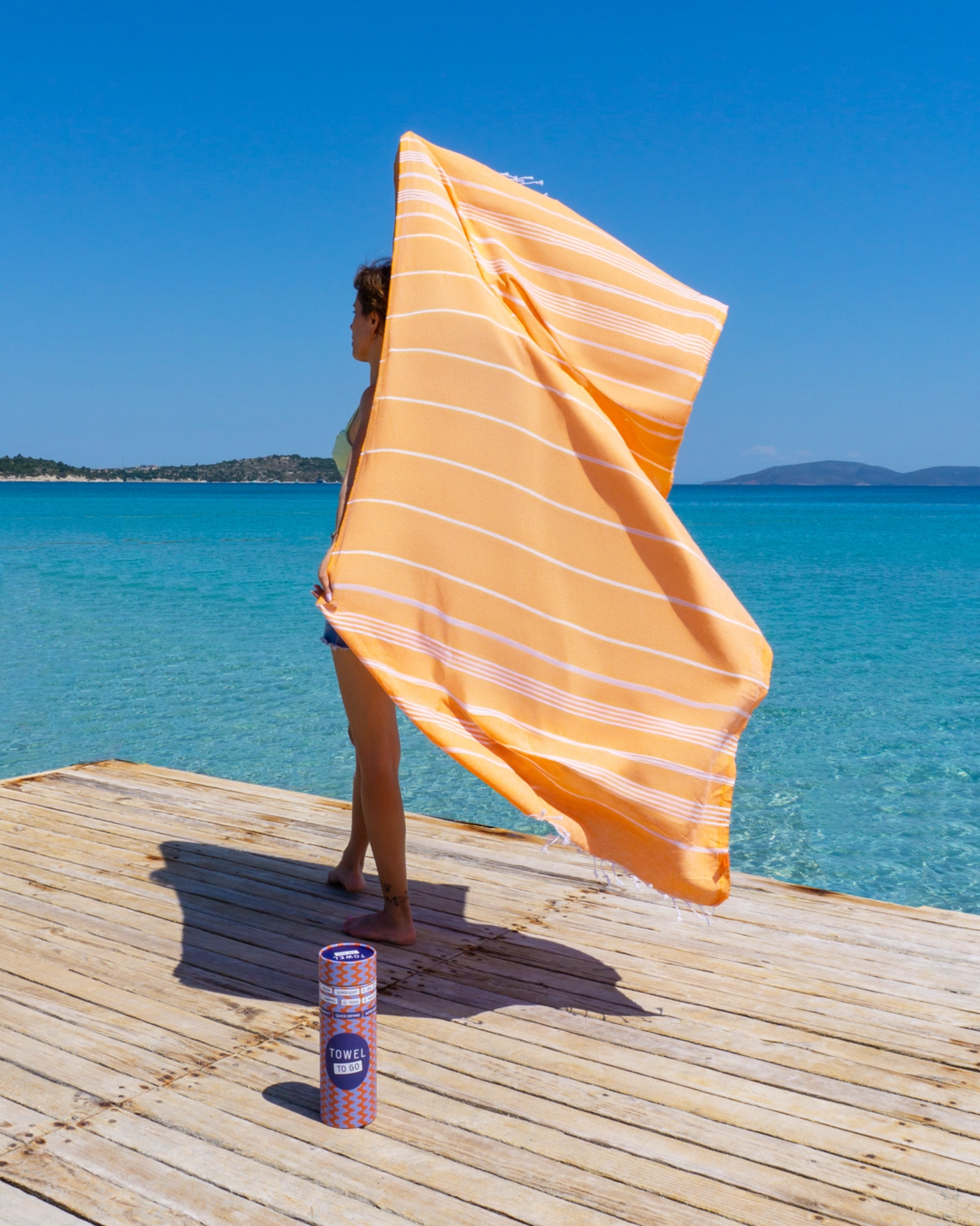 % Strandtuch IPANEMA, Hamamtuch in Geschenkbox, Orange, recycelte Baumwolle, ca.  180 x 100 cm von TOWEL TO GO