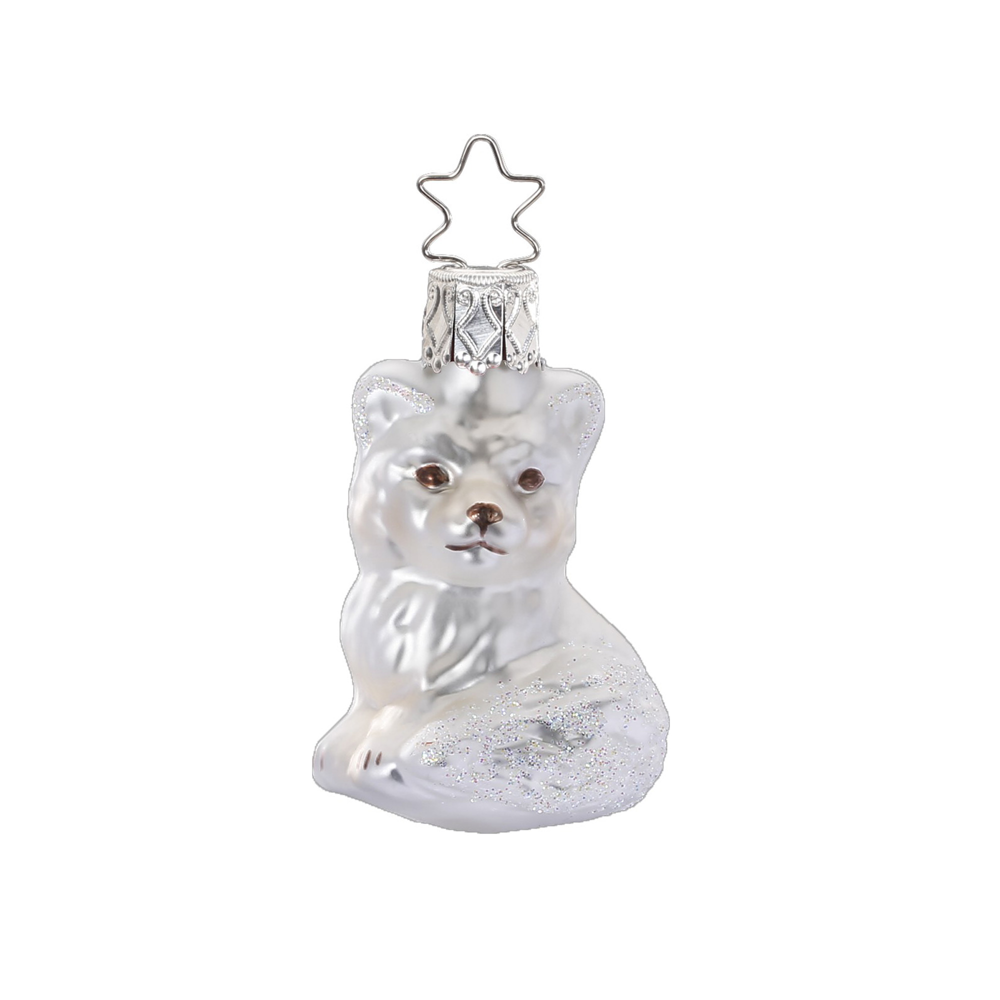 Inge Glas Christbaumkugel Kleiner Schneefuchs, Fuchs klein , ca.5,5 cm, Tiere aus aller Welt