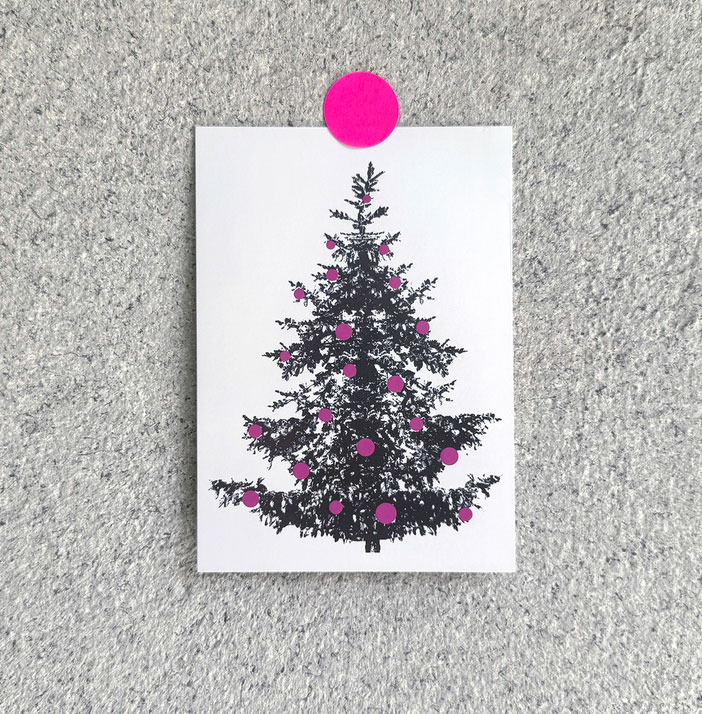 Frohstoff Postkarte Tanne, anthrazit/pink