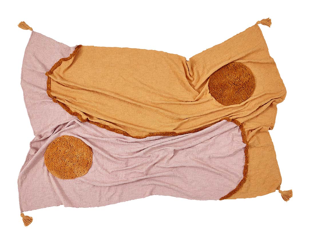 Tagesdecke, YINYANG, pink/coral, Biobaumwolle, 180x240cm von liv , Plaid Tagesdecke, YINYANG, pink/coral, Biobaumwolle, 180x240cm von liv , Plaid