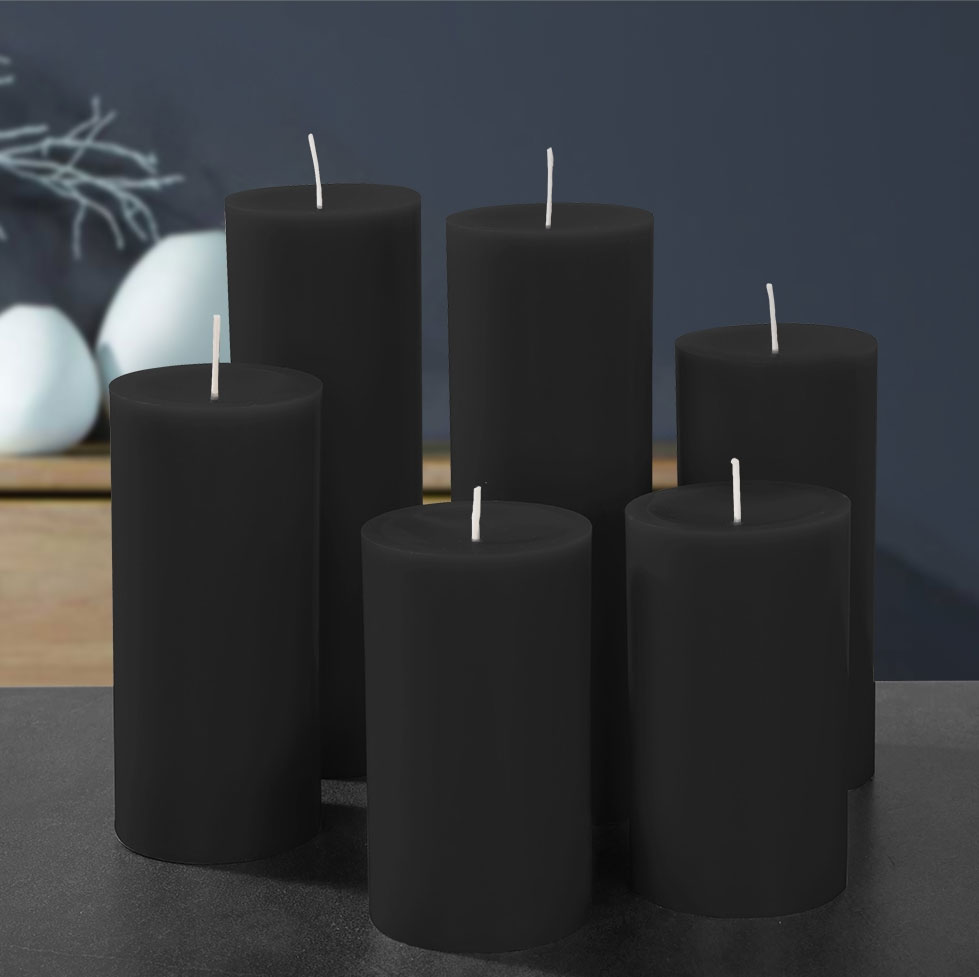 Engels Kerzen, Gegossene Stumpenkerze, D. 8 cm x 20 cm, Farbe: Schwarz