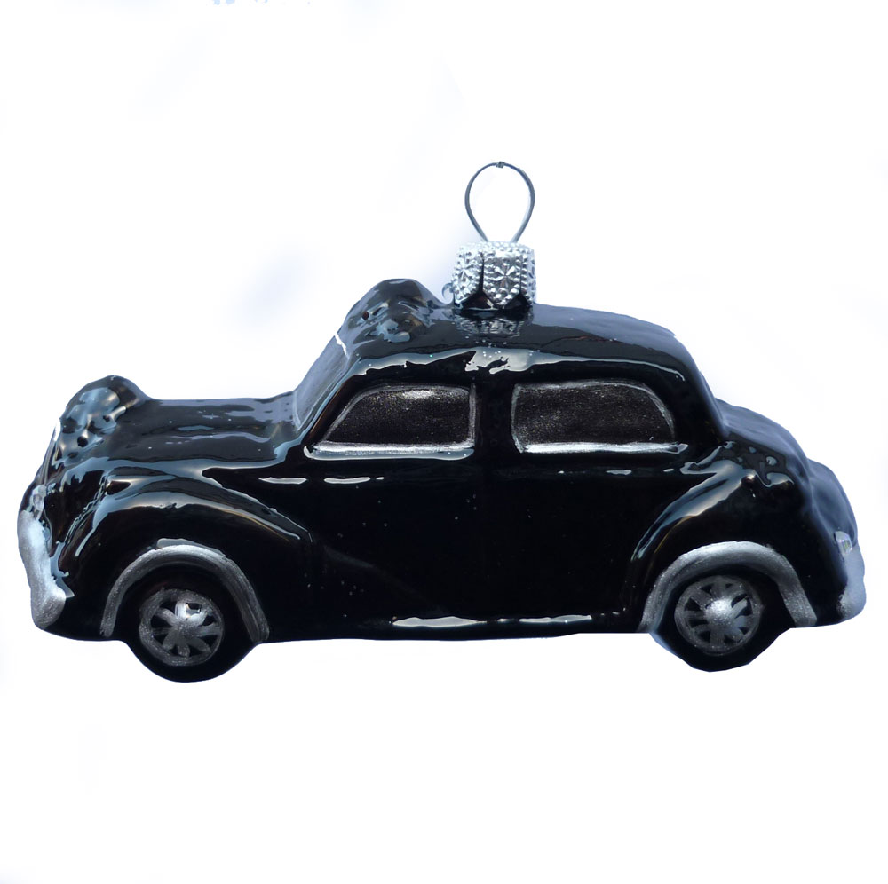Weihnachtskugel Auto LONDON Taxi schwarz, Oldtimer schwarz, ca. 9,5 x 4 cm