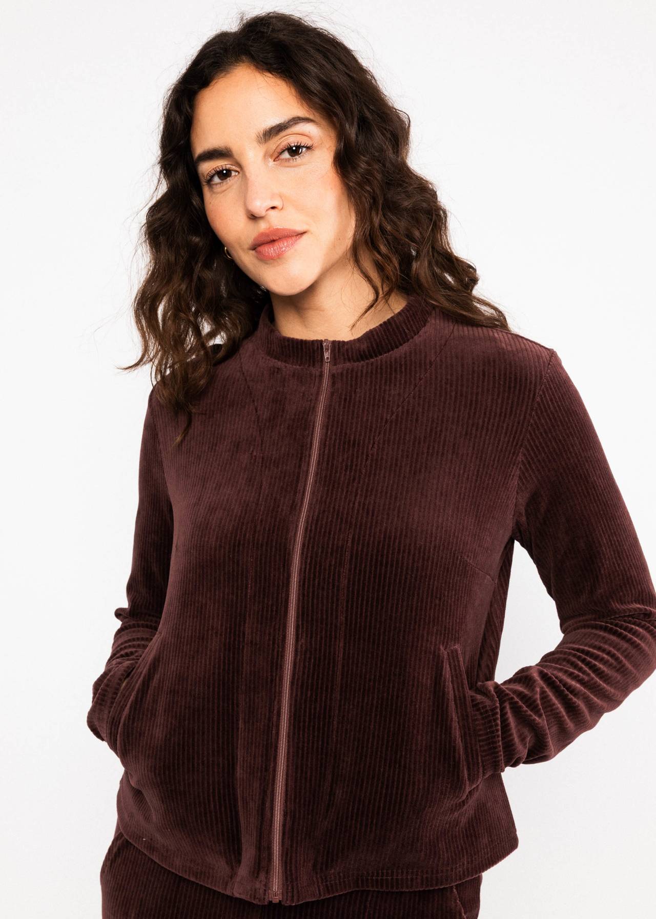 Blutsgeschwister Zip-Jacke Jolly Zip up, brown grape taste