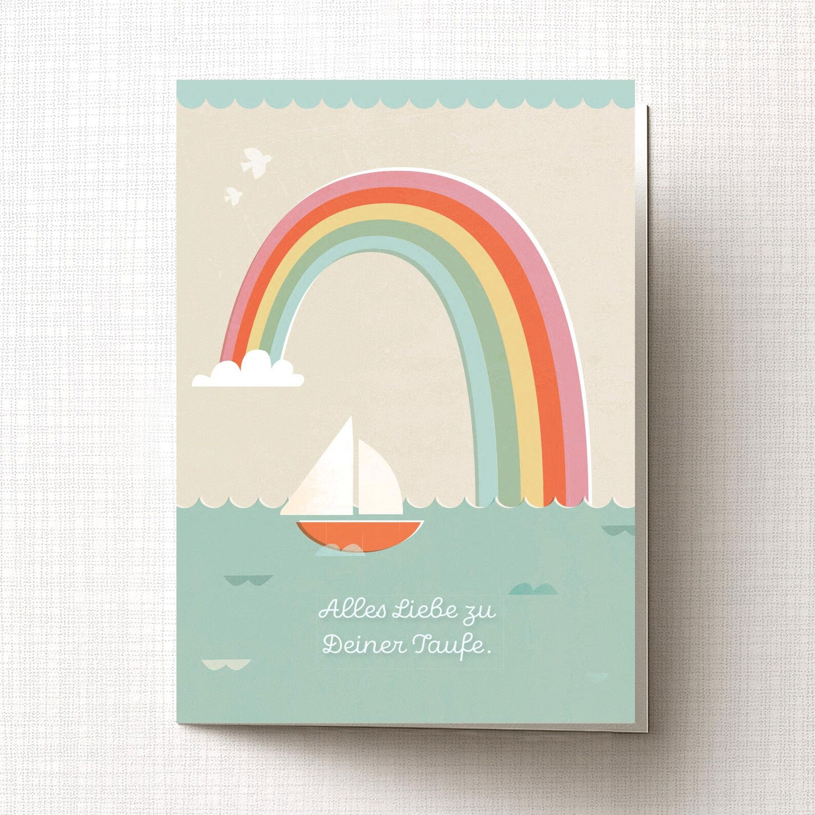 Klappkarte zur Taufe "Alles Liebe zu Deiner Taufe" Regenbogen von Monimari