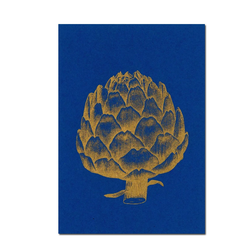 Herr und Frau Rio Postkarte Goldene Artischocke, Risographie Postkarte
