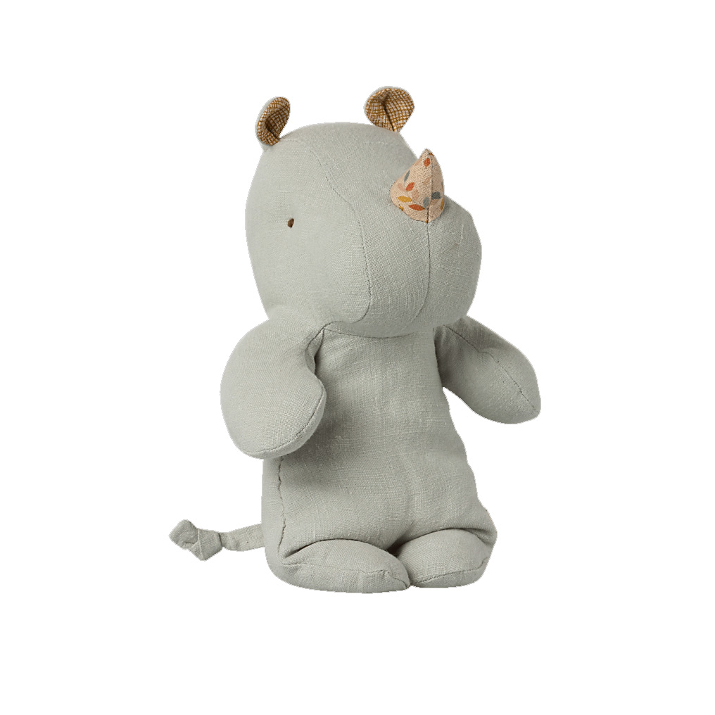 Maileg Nashorn klein, Safari Freunde, Taubenblau mit getupften Horn :-), ca. 22 cm 