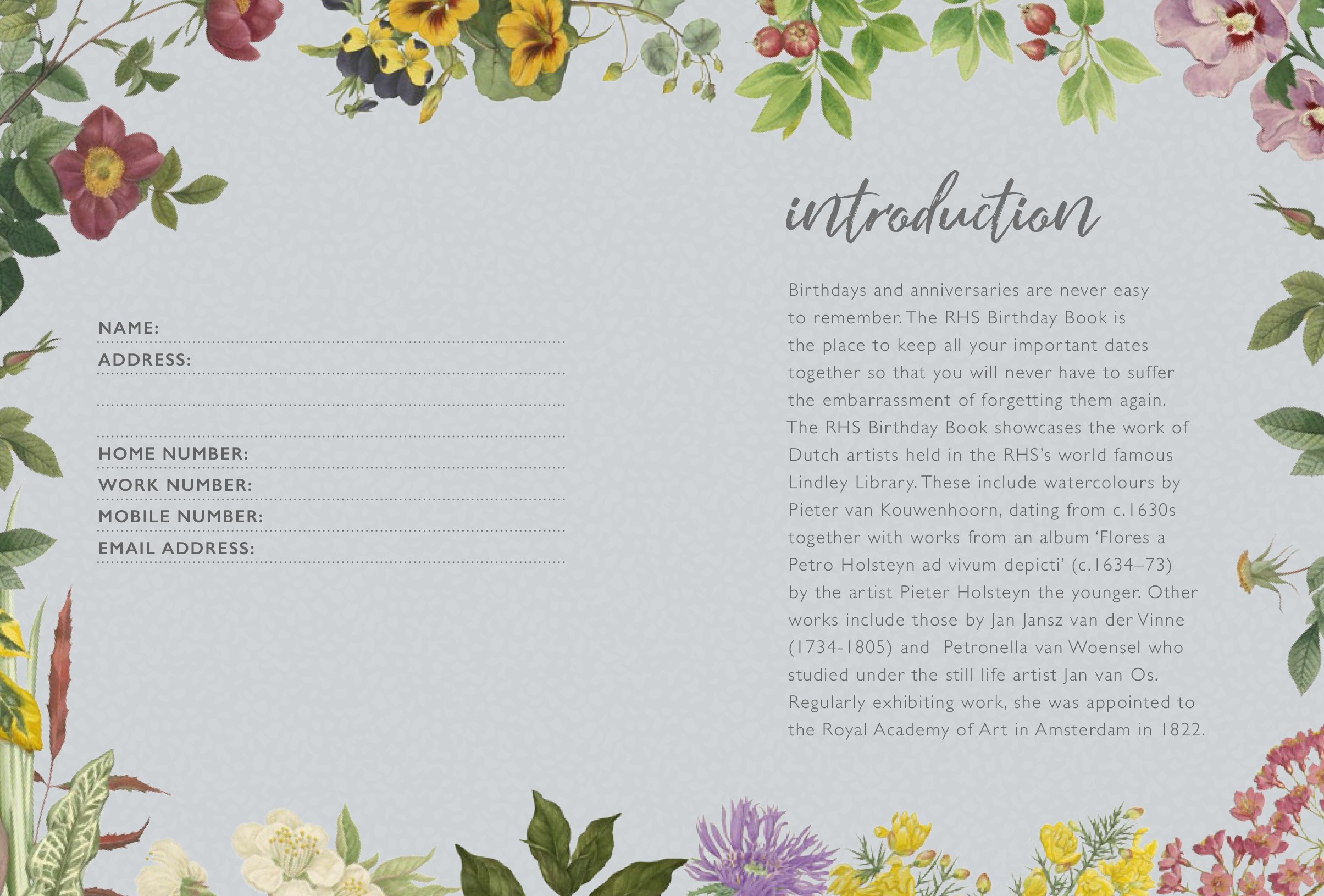 Notizbuch Birthday Book Frances Lincoldn von der Royal Horticultural Society