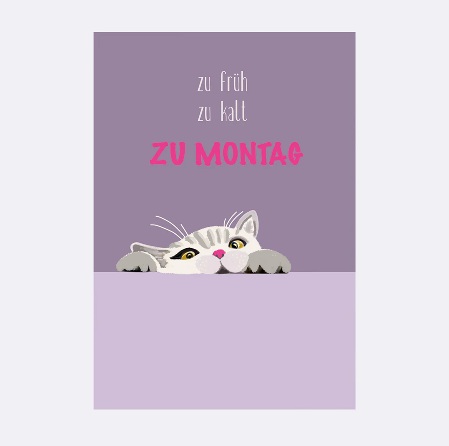 YAY Card Postkarte NEON Katze Montag
