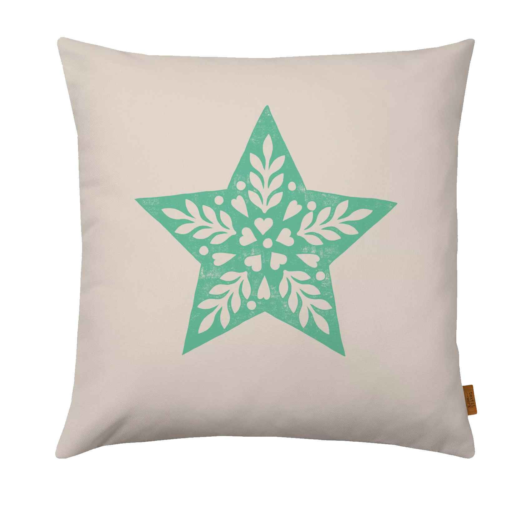 % Kissenhülle XMAS "Stern grün", 40 x 40 cm, Velours      