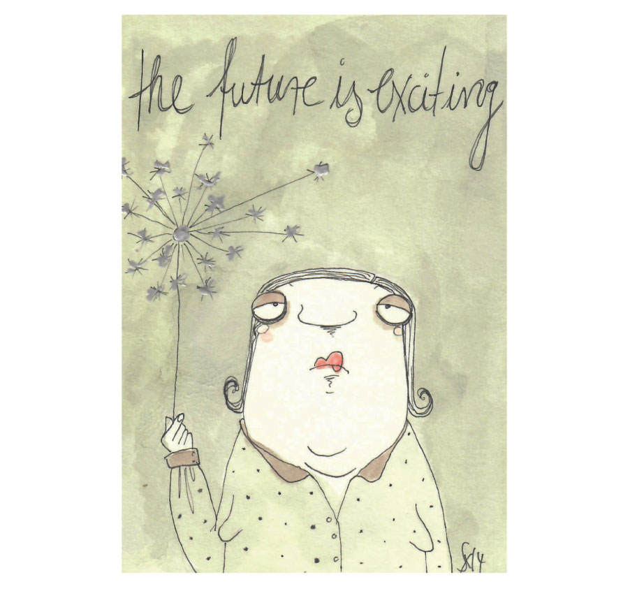 Postkarte kittiekatstudio "The future" von kittiekatstudio