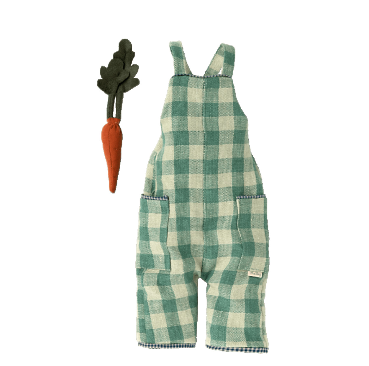 Maileg Overall, Karo grün, Größe 3, für Hasen   mit Möhre
