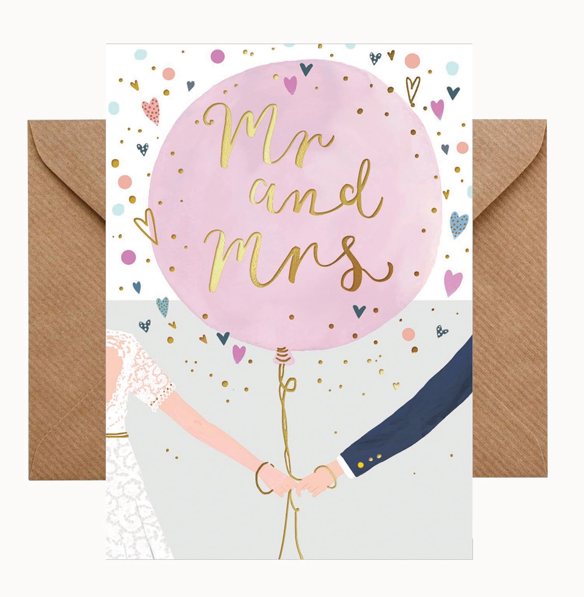  Doppelkarte mit Umschlag "MR & MRS" Hochzeitskarte
