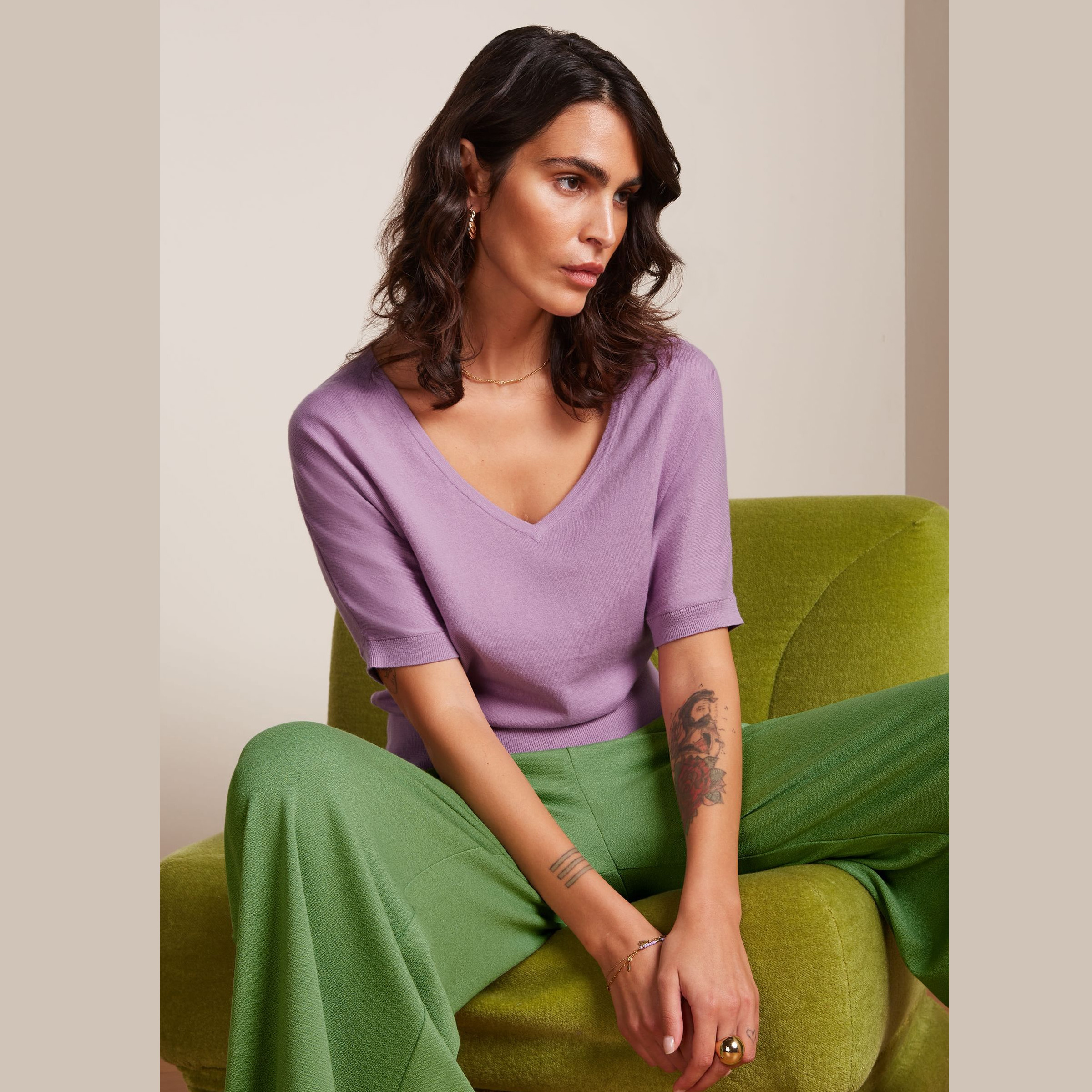 King Louie Valentina Top Club - Short Sleeve, Farbe: Crocus Lilac