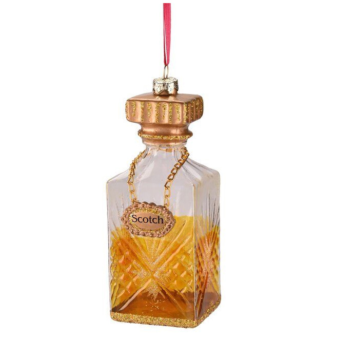 Weihnachtsanhänger Whisky Flasche, gold , ca. 14 cm , Scotch