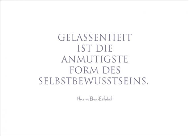Wunderwort Postkarte "Gelassenheit..." Marie von Ebner-Eschenbach
