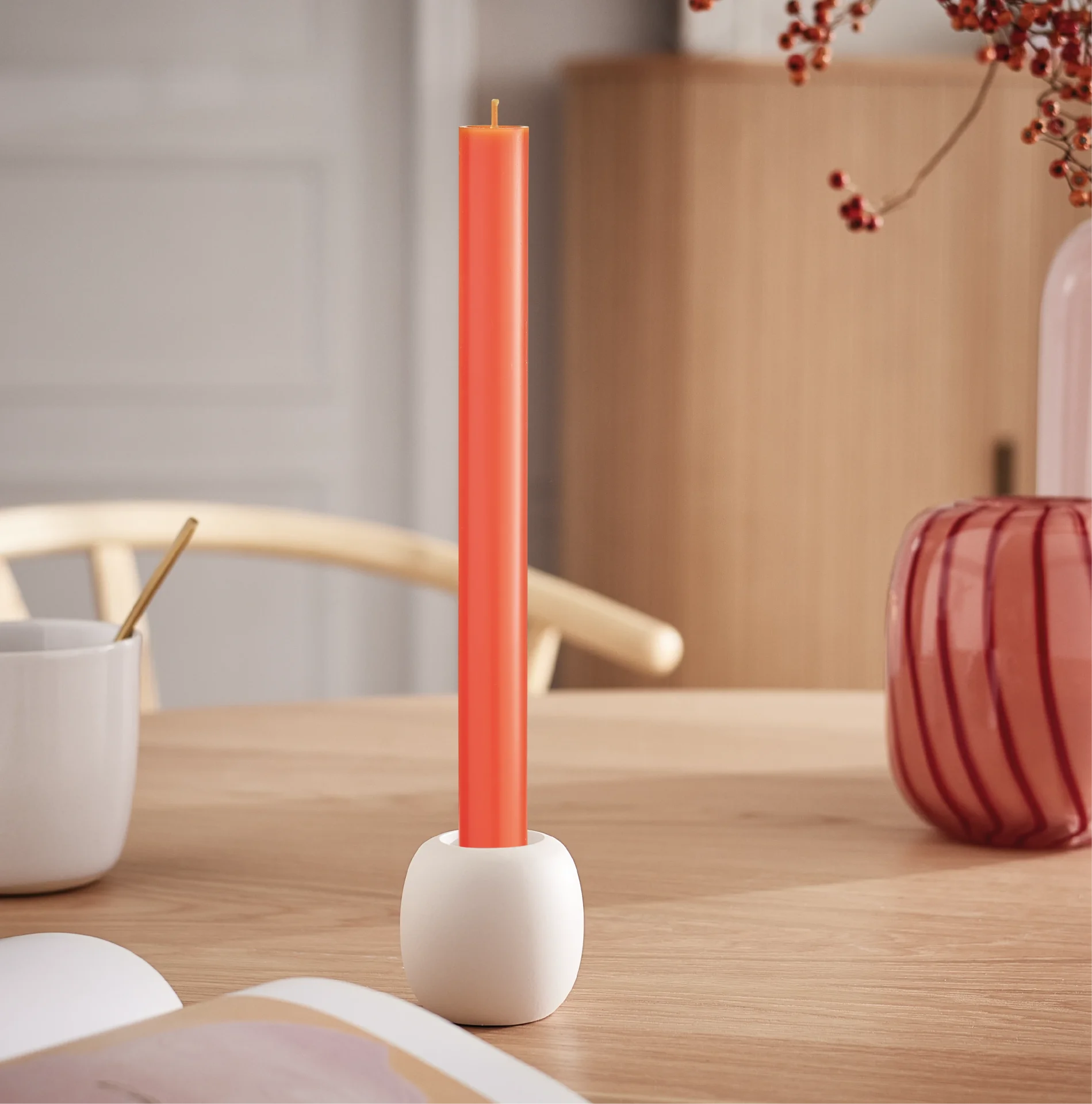 Engels Kerzen  Stabkerze gegossen, Größe D. 2,2 x H 24 cm Grapefruit